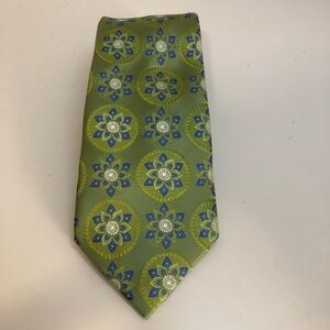 Steve Harvey Silk Green and Blue Printed Tie
